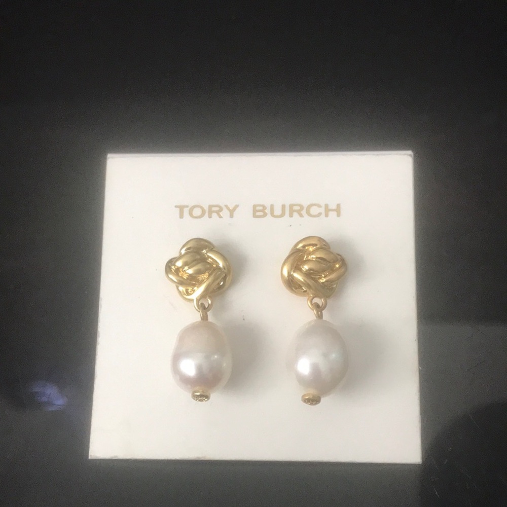 Tory Burch Gold and Pearl Earrings
